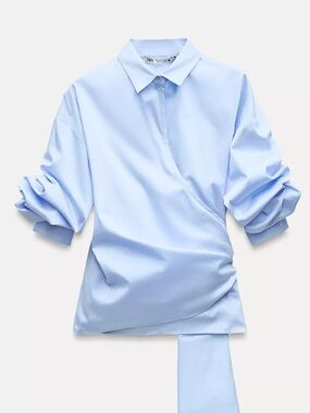 Zara Tied Poplin Shirt CW Collection.